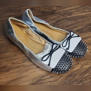 NWOT Lisa Vicky Bliss 2 V Black And Silver Spiked Whimsigoth Flats Size 9